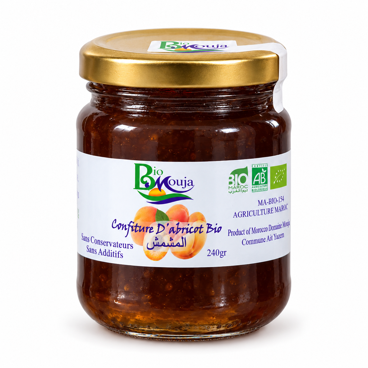 Confiture d’abricot bio — Avec sucre bio · pot 240 g