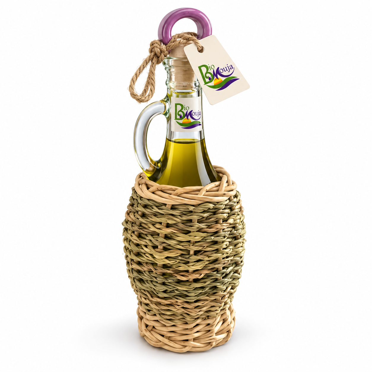Huile d’olive vierge extra bio — Bouteille avec rotin · 500 ml